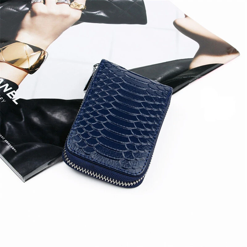 Business PU Leather ID Credit Card Holder Handbag Multi Card Leather Coin Purse Vertical Imitation Snake Texture Zipper Organ Bag — view 8