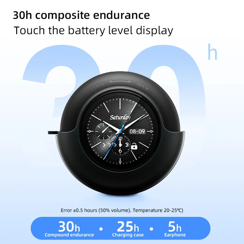 BX-T7 TWS bluetooth 5.4 Earphone Smart Touch Screen Earphone 13mm Large Moving Coil Call Noise Cancelling 30H Battery Life IPX5 Waterproof Touch Control In-ear Sports Headphones — view 6