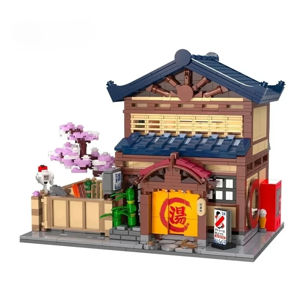C66012W Moc Japanese Street View Series Bricks Yuzawa Bathhouse House Building Blocks 1249PCS Birthday Christmas Gift For Adult Boys — view 5