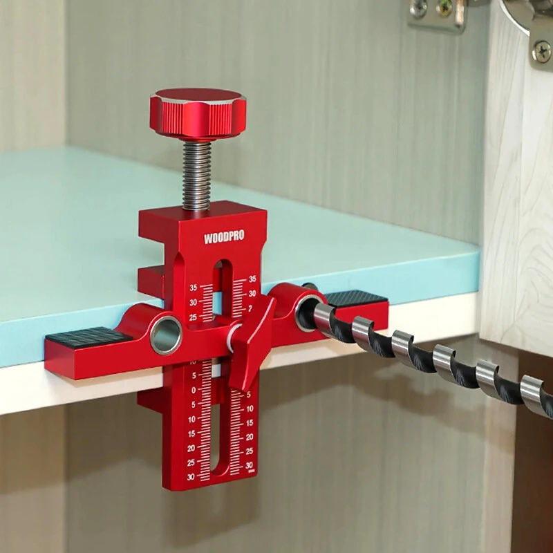Cabinet Door Jig Dual-Hole Drill Guide for Hinge & Push Latch Installation Aluminum Alloy Hardware Woodworking Locator Tool — view 8