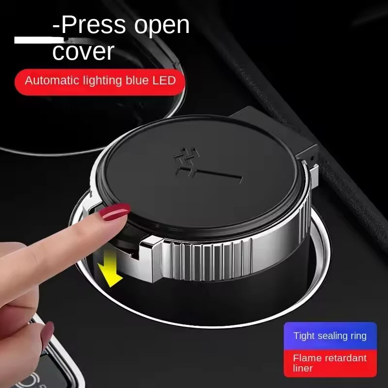 Car Ashtray with Lid Anti Smell with LED Light Car Portable Ashtray for Car and Home — view 4