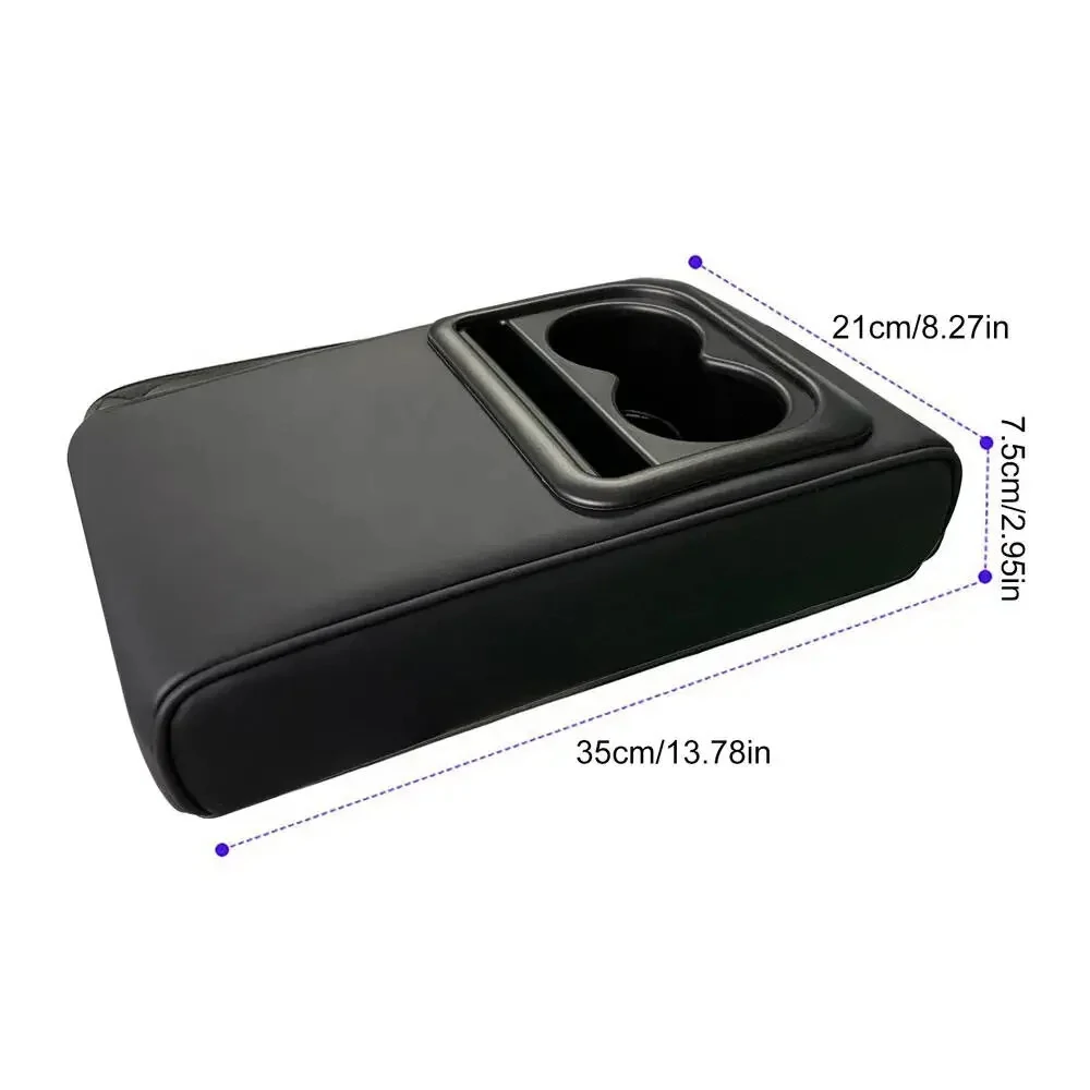 Car Center Console Armrest Cushion with 2 Cup Holders PU Leather Portable Car Armrest Pillow Height Cushion — view 7