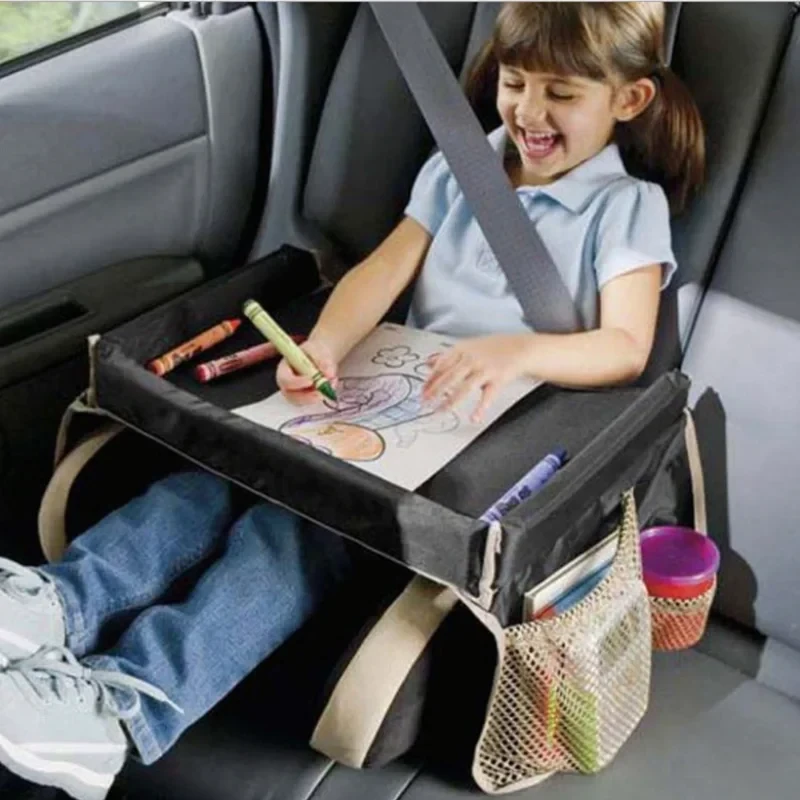 Car Child Toy Storage Table Drawing Board Safe Seat Tray Cup Holder Backseat Organizer Waterproof Car Tray Board Portable Waterproof Baby Children Toy Storage Table Panel Rack Storage — view 4