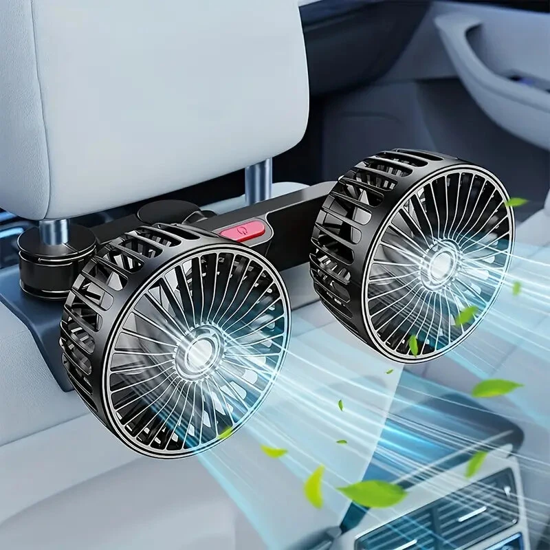 Car Fan 360° 3-speed Car Seat Back Cooling Fan USB Charge Dual Head Fan Adjustable Rotation Neck Cooler for Car Home Accessories — view 2