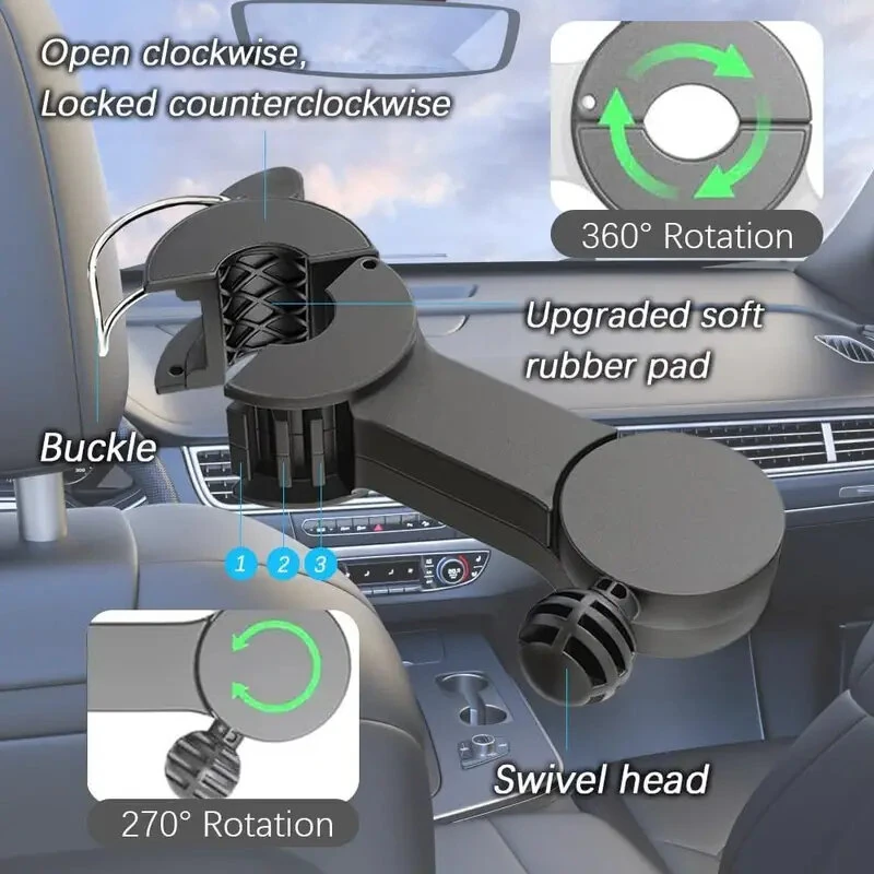 Car Fan 360° 3-speed Car Seat Back Cooling Fan USB Charge Dual Head Fan Adjustable Rotation Neck Cooler for Car Home Accessories — view 6
