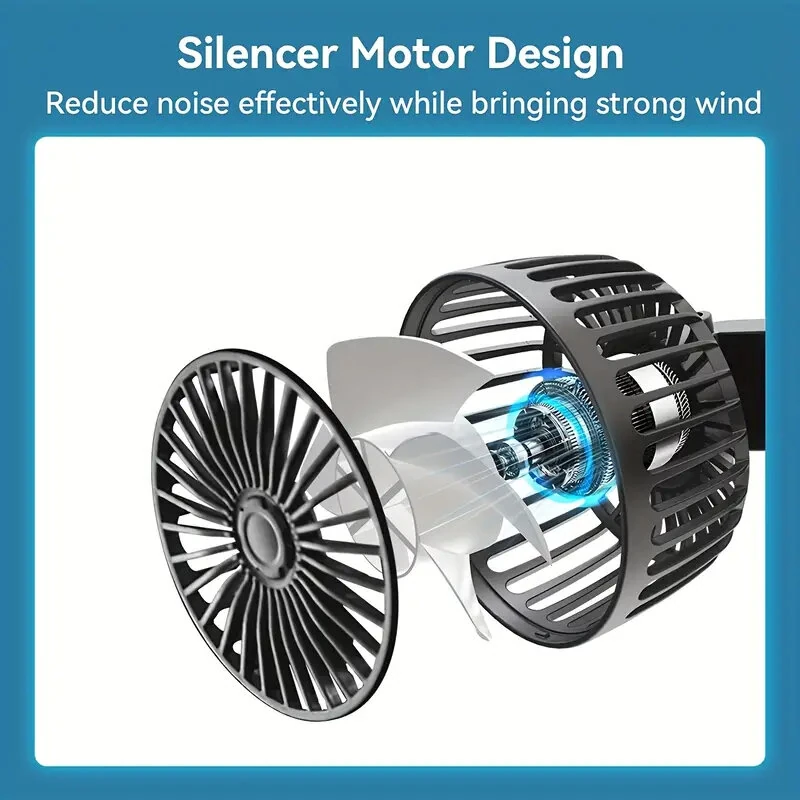 Car Fan 360° 3-speed Car Seat Back Cooling Fan USB Charge Dual Head Fan Adjustable Rotation Neck Cooler for Car Home Accessories — view 9