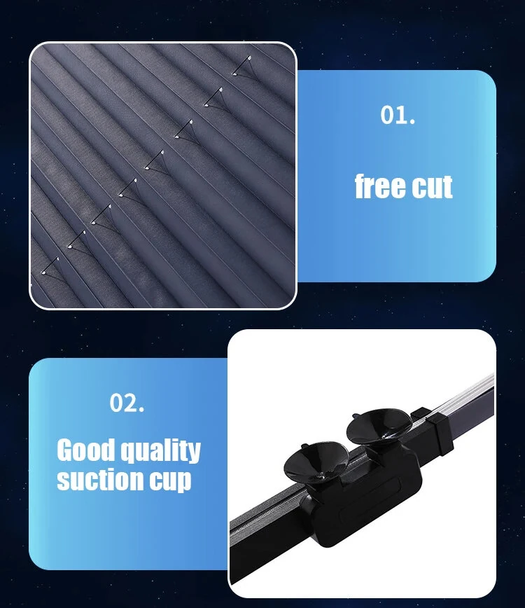 Car Front Windshield Sunshade Curtain Summer Heat Insulation Retractable Front Rear Window Sunshade Protector UV Reflective Film Car Sun Visor Cover — view 3
