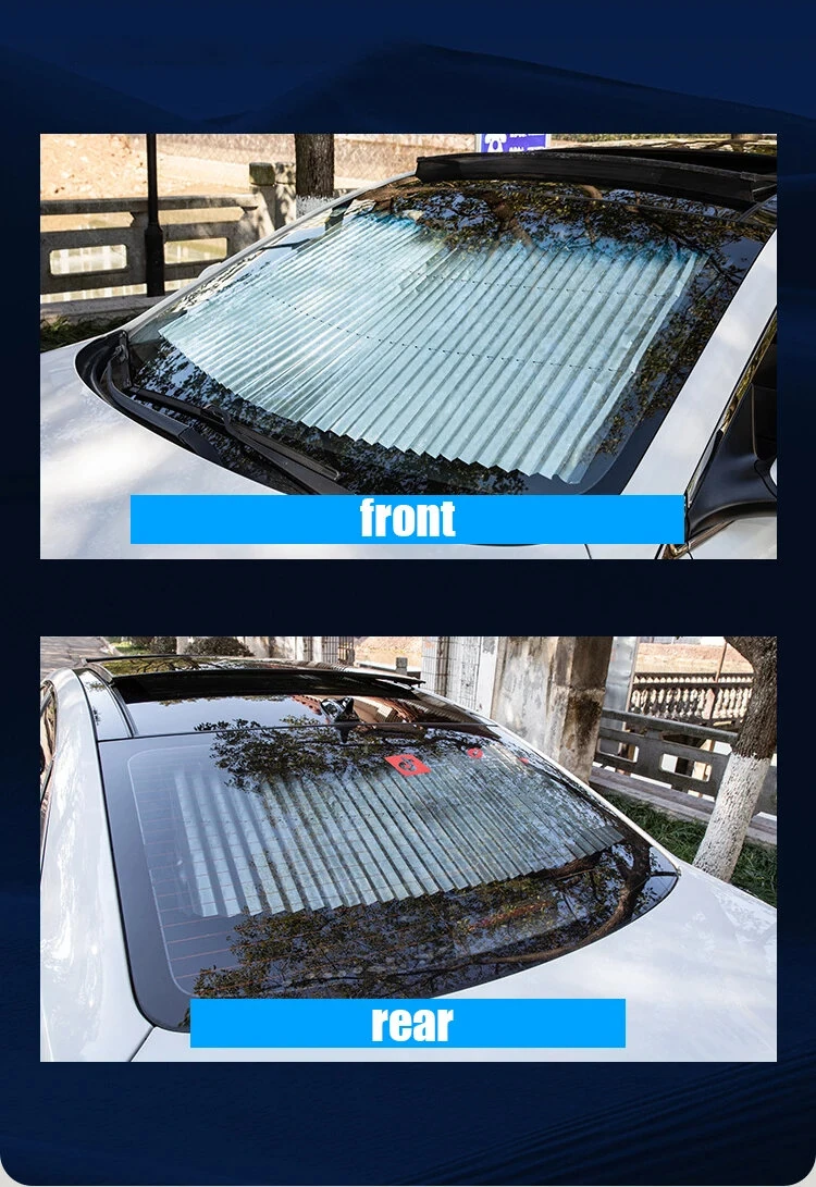 Car Front Windshield Sunshade Curtain Summer Heat Insulation Retractable Front Rear Window Sunshade Protector UV Reflective Film Car Sun Visor Cover — view 6