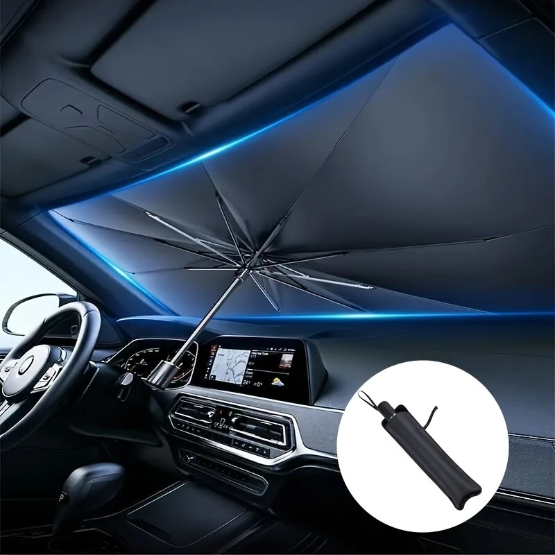 Car Front Windshield Sunshade Umbrella Portable Foldable Design Anti-UV Car Sunshade Windshield Cover for Sedans SUVs Van Trucks — view 11