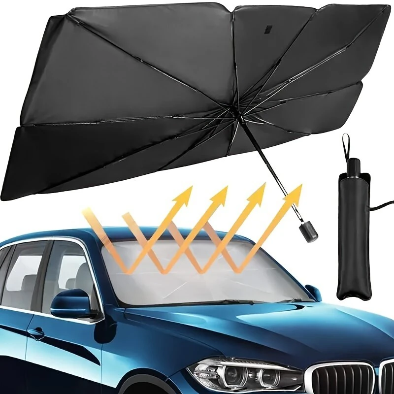 Car Front Windshield Sunshade Umbrella Portable Foldable Design Anti-UV Car Sunshade Windshield Cover for Sedans SUVs Van Trucks — view 3