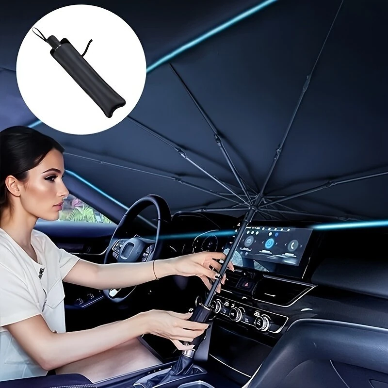 Car Front Windshield Sunshade Umbrella Portable Foldable Design Anti-UV Car Sunshade Windshield Cover for Sedans SUVs Van Trucks — view 4