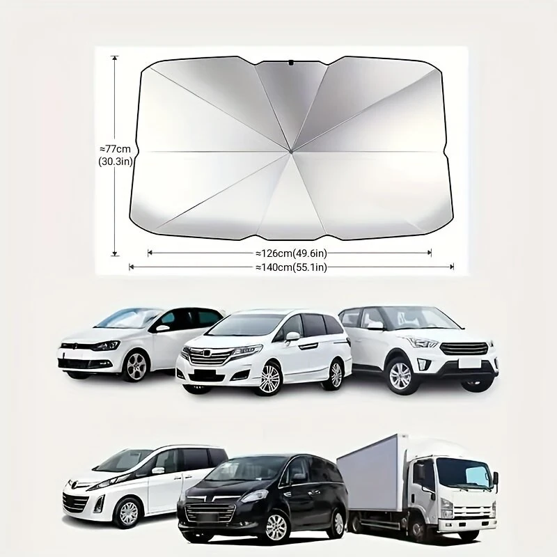Car Front Windshield Sunshade Umbrella Portable Foldable Design Anti-UV Car Sunshade Windshield Cover for Sedans SUVs Van Trucks — view 9