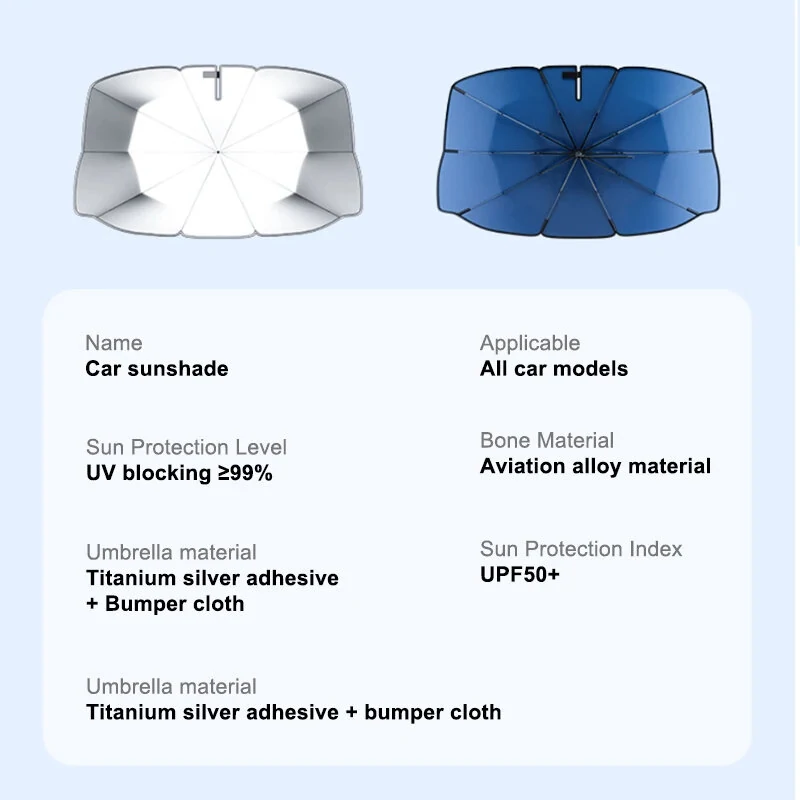 Car Front Windshield Sunshade V-Neck Foldable Umbrella Reflective Sunshade For Vehicles Blocking UV Sunshade Summer Keep Cool — view 10