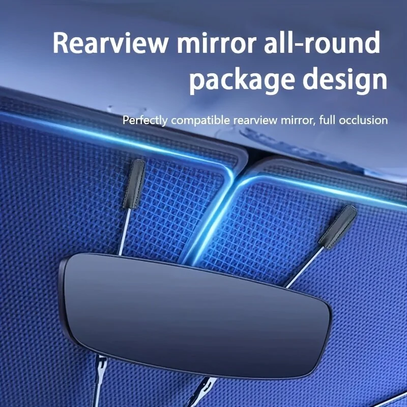 Car Front Windshield Sunshade V-Neck Foldable Umbrella Reflective Sunshade For Vehicles Blocking UV Sunshade Summer Keep Cool — view 6