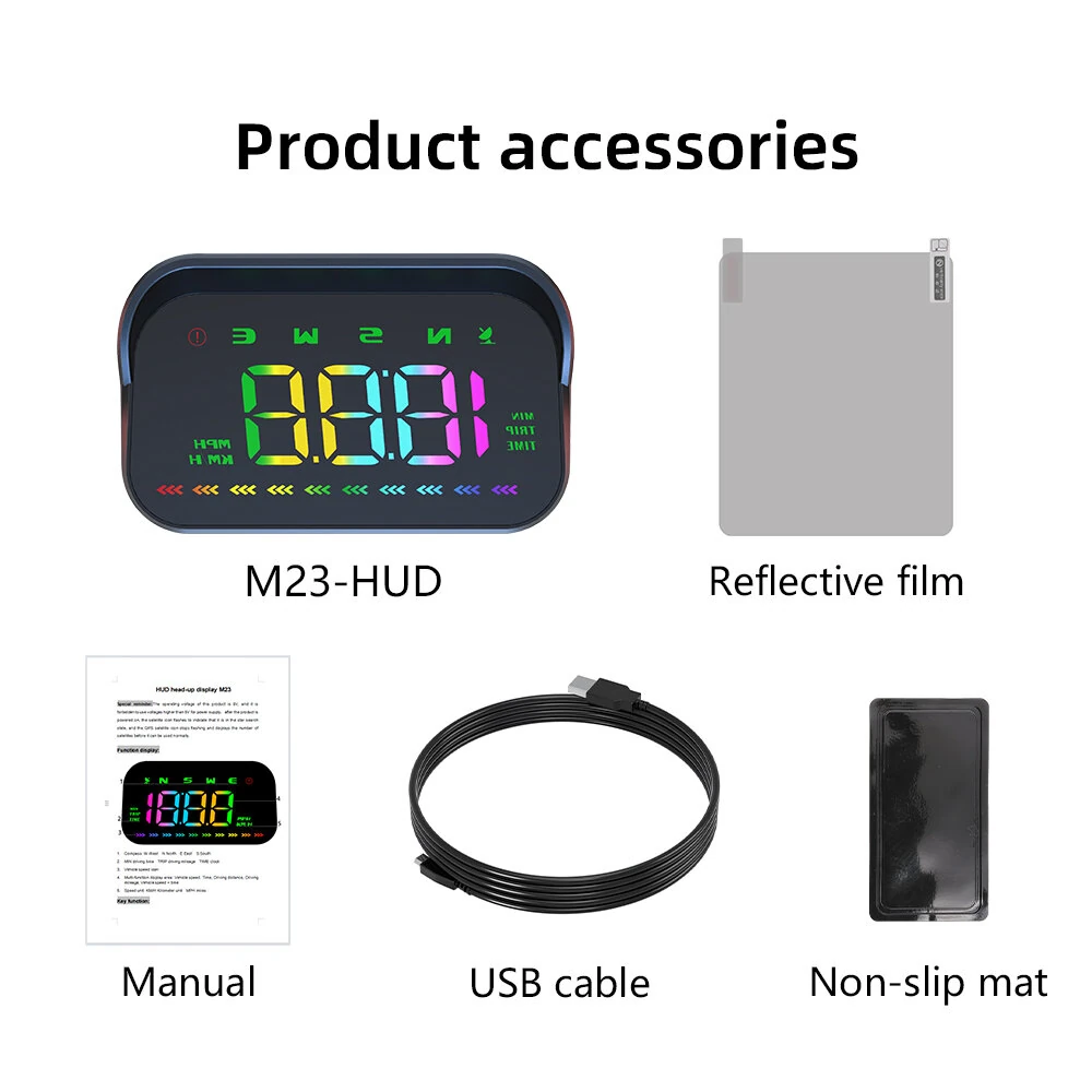 Car Head Up Display for Car GPS Speedometer Compass Direction HUD USB Cable Plug Play — view 10
