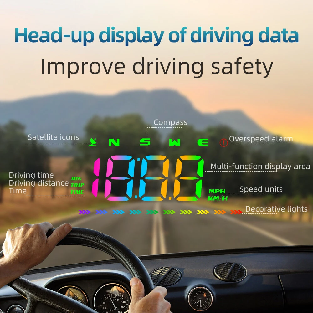 Car Head Up Display for Car GPS Speedometer Compass Direction HUD USB Cable Plug Play — view 4