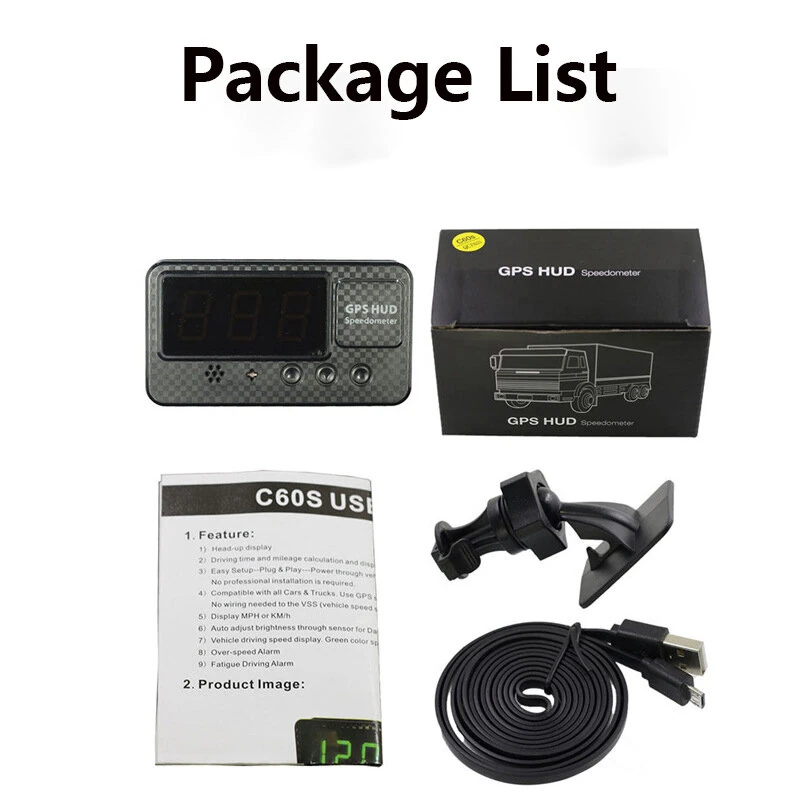 Car Head Up Display GPS Speed Measurement Speeding Alarm Mileage Statistics Instrument GPS HUD Speedometer — view 5