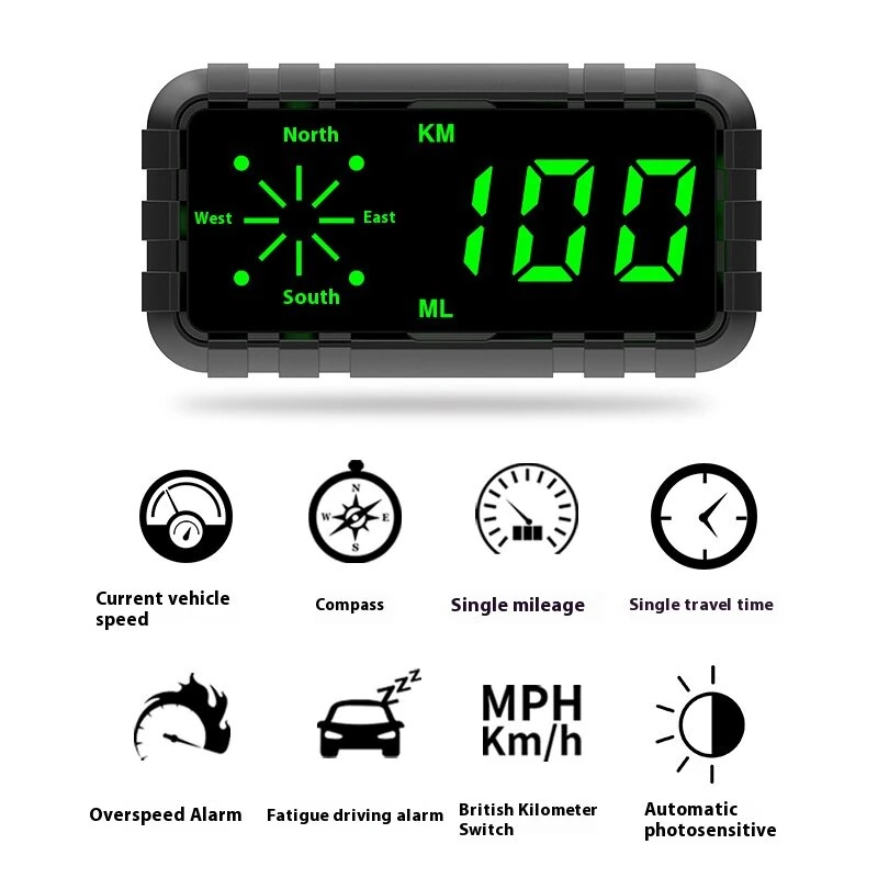 Car Head Up Display Speedometer Odometer Compass HUD GPS Digital Display Large Font Universal Suitable for All Cars Vehicles — view 3