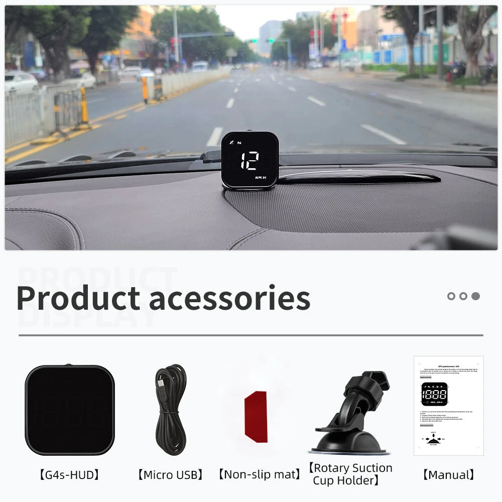 Car HUD Head-up Display Car GPS Universal Multi-function Speedometer Compass HD Smart Display USB Rechargeable — view 10