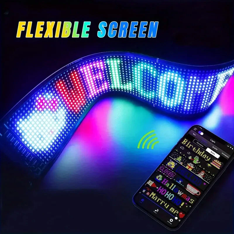 Car Indoor Display Screen Flexible Advertising Screen LED Soft Screen APP Bluetooth Control IP66 Waterproof Rating — view 3