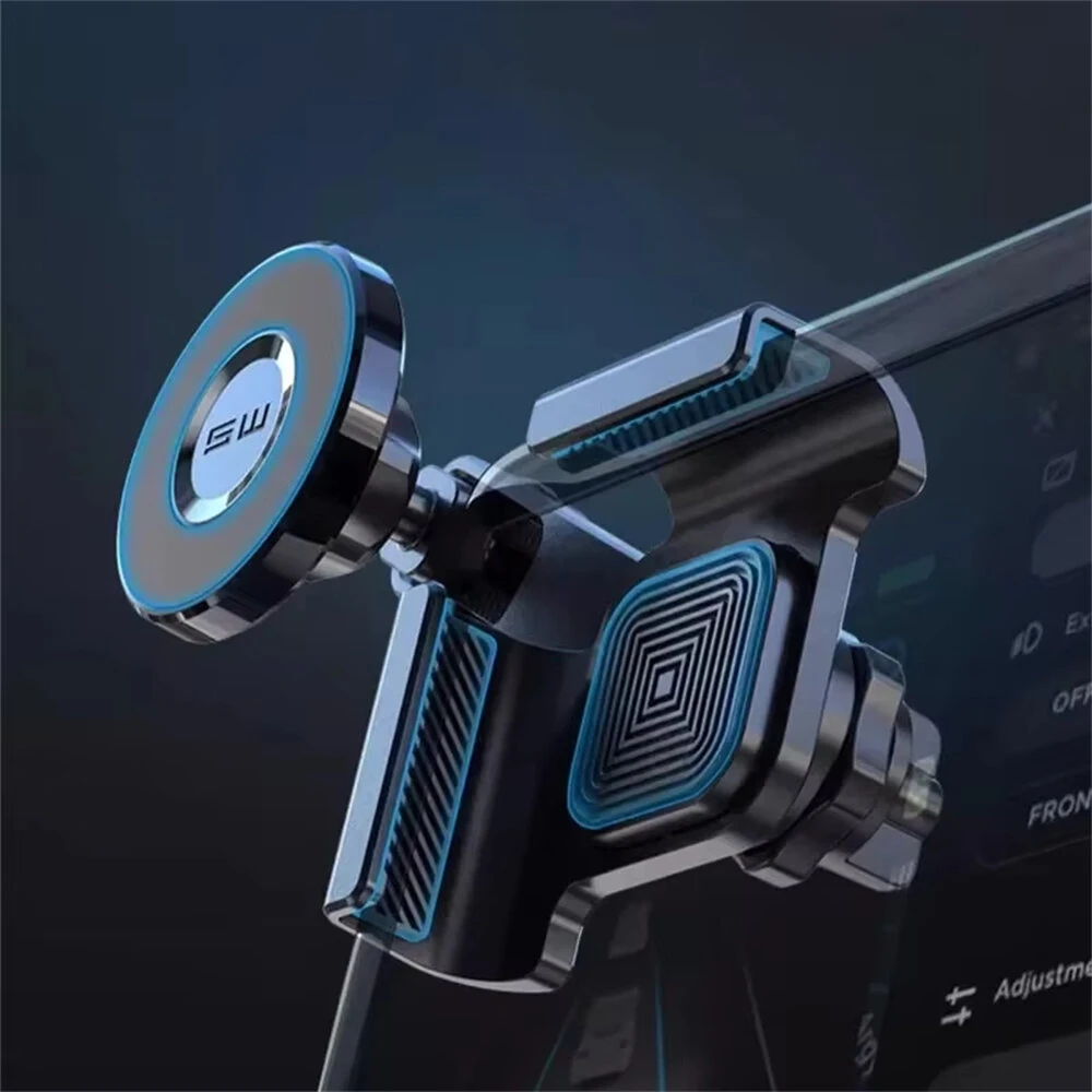 Car Phone Holder Display Screen Mount 360 Degree Adjustable Clip Strong Magnetic Attachment Anti Slip Silicone Protection for Tesla Model 3/Y/X/S — view 3