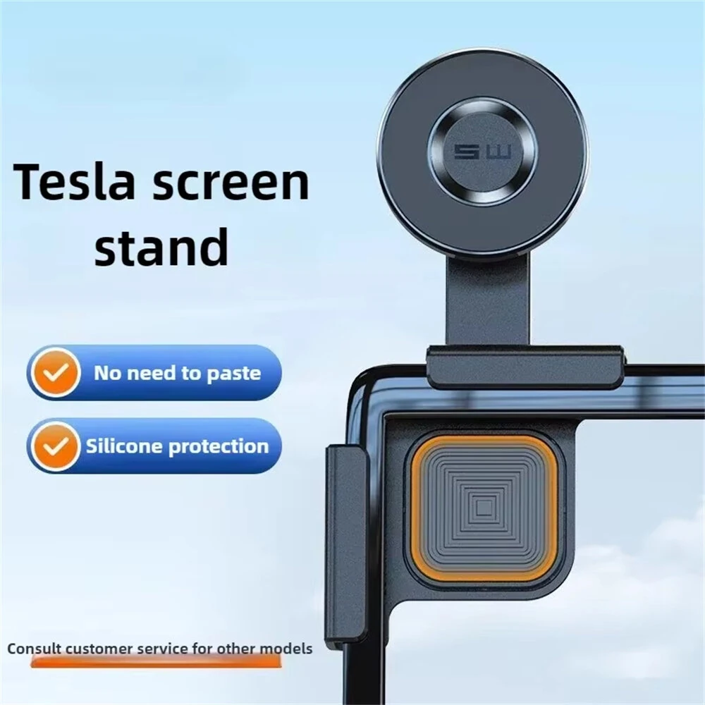 Car Phone Holder Display Screen Mount 360 Degree Adjustable Clip Strong Magnetic Attachment Anti Slip Silicone Protection for Tesla Model 3/Y/X/S — view 7