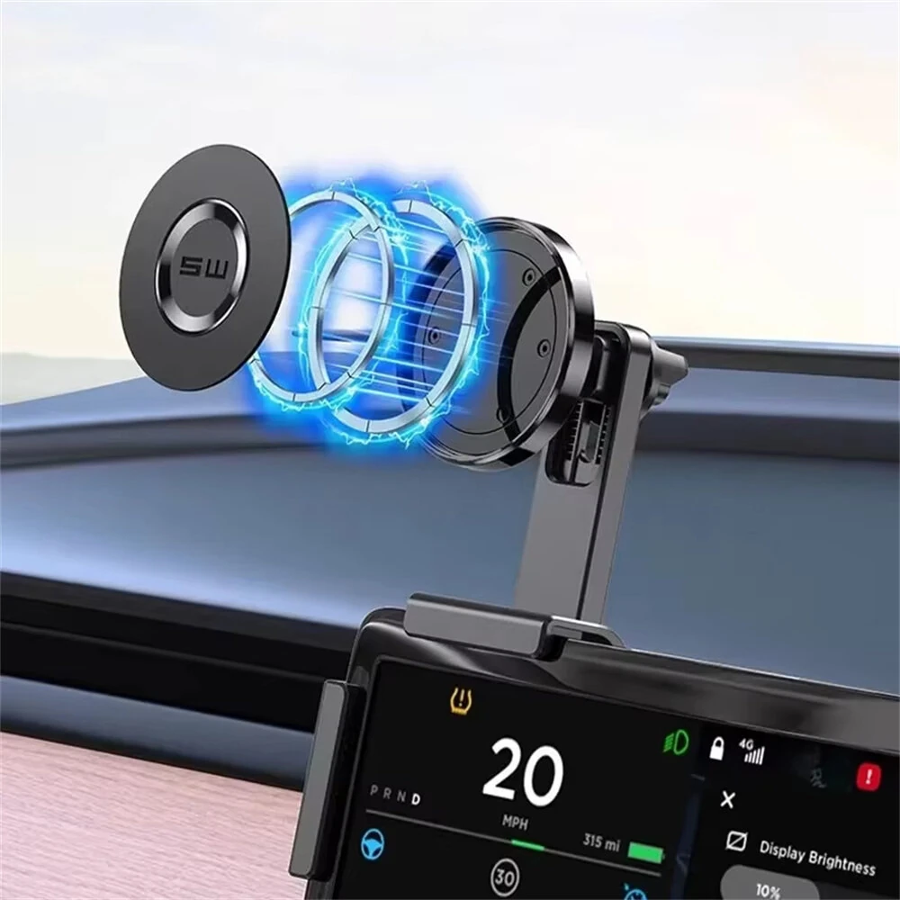 Car Phone Holder Display Screen Mount 360 Degree Adjustable Clip Strong Magnetic Attachment Anti Slip Silicone Protection for Tesla Model 3/Y/X/S — view 8