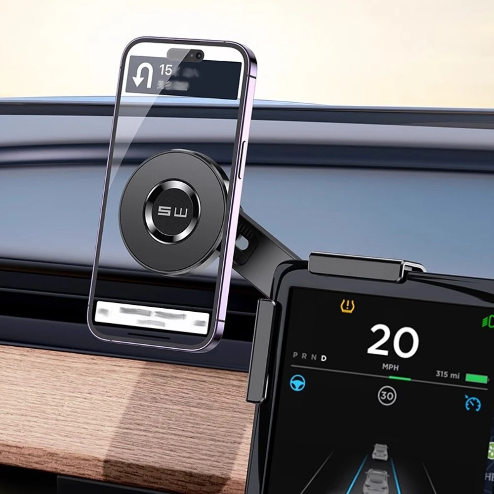 Car Phone Holder Display Screen Mount 360 Degree Adjustable Clip Strong Magnetic Attachment Anti Slip Silicone Protection for Tesla Model 3/Y/X/S — view 9
