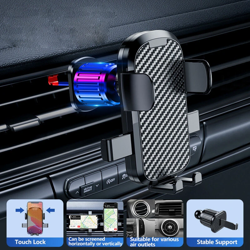 Car Phone Mount Adjustable Air Vent Dashboard Stand Gravity Phone Holder Spiral Hook + Suction Cup Style Navigation Fixed Instrument Console Mobile Phone Support Bracket — view 4
