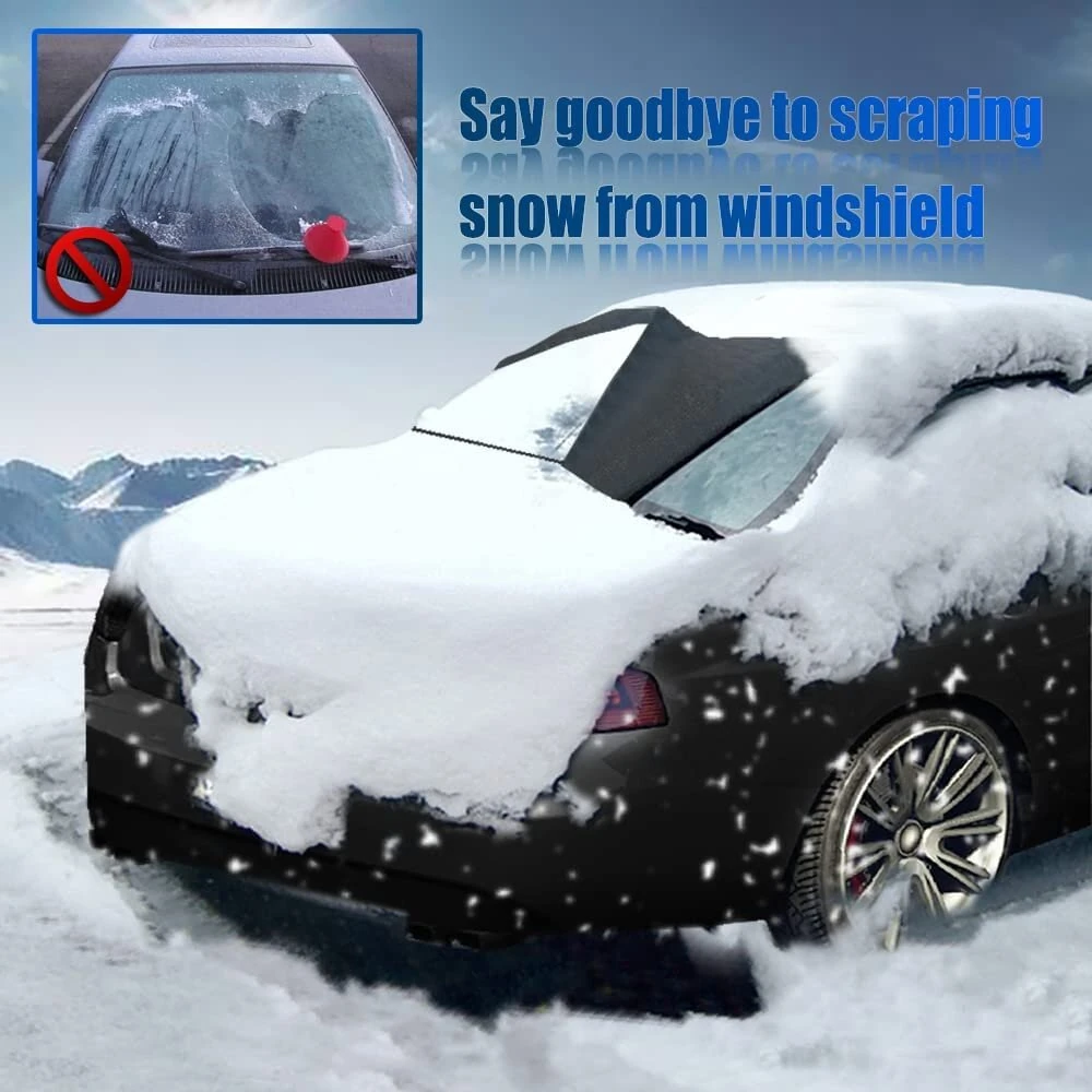 Car Rear Windshield Snow Cover 4-Layer For Winter Snow Frost Removal With Magnetic Edge And Windproof Belt Waterproof Dustproof Privacy for Seden — view 3