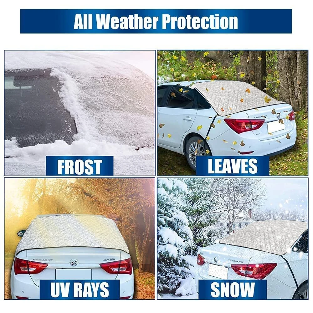 Car Rear Windshield Snow Cover 4-Layer For Winter Snow Frost Removal With Magnetic Edge And Windproof Belt Waterproof Dustproof Privacy for Seden — view 7