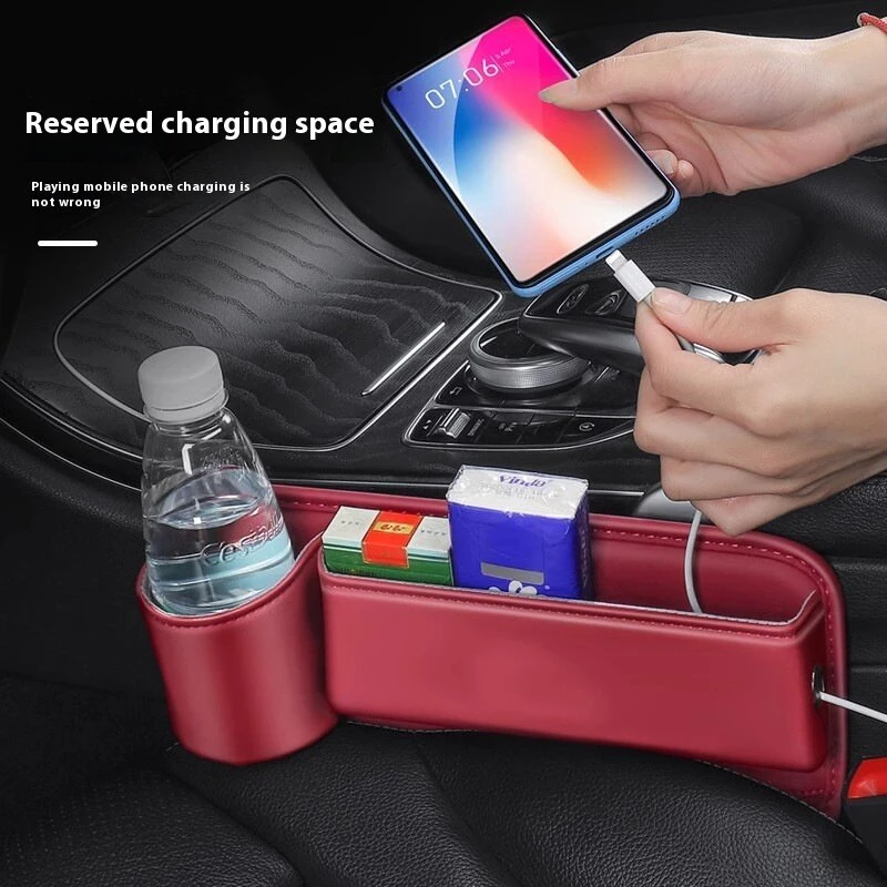 Car Seat Gap Filler Organizer with Cup Holder  Storage Box Pocket Universal Car Interior Decoration Storage Artifact With Water Cup Storage Box — view 2