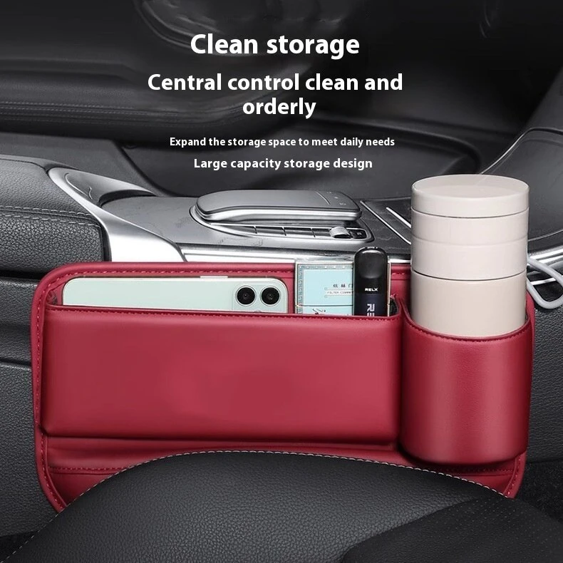 Car Seat Gap Filler Organizer with Cup Holder  Storage Box Pocket Universal Car Interior Decoration Storage Artifact With Water Cup Storage Box — view 3