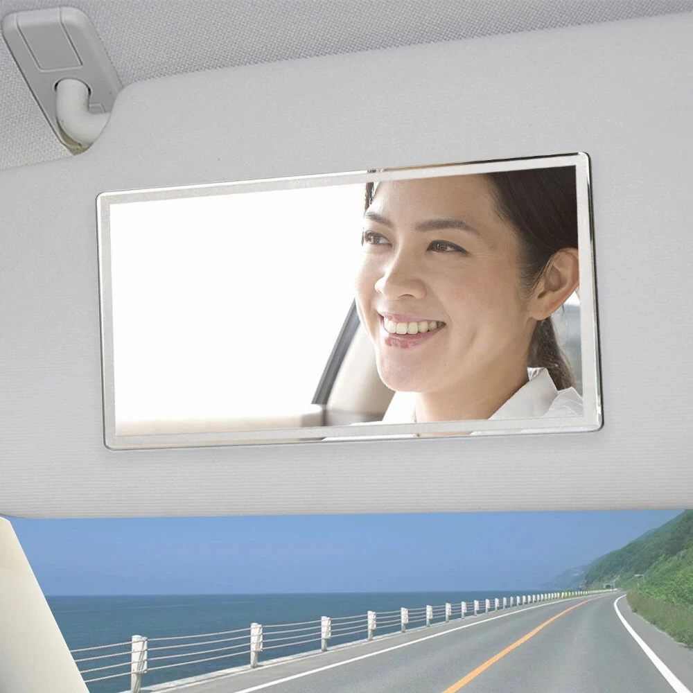 Car Sun Visor Vanity Mirror Universal Portable Vehicle Interior Makeup Mirror Mirror Automatic Sun Visor Sun Visor HD Mirror Stainless Steel — view 3