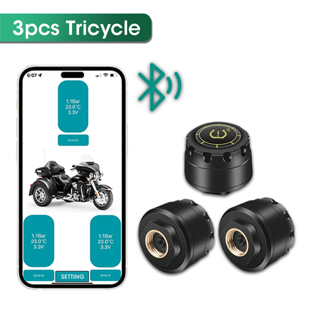 Car TPMS Tire Pressure Monitoring System Bluetooth 5.0 Mobile Phone Display Motorcycle Car Tyre Pressure Sensor for lOS Android — view 6