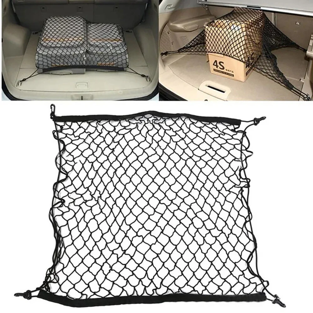 Car Trunk Cargo Net Car Styling Boot Strap Mesh Elastic Nylon Back Trunk Storage Organizer Luggage Net — view 2