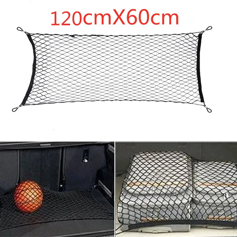 Car Trunk Cargo Net Car Styling Boot Strap Mesh Elastic Nylon Back Trunk Storage Organizer Luggage Net — view 3