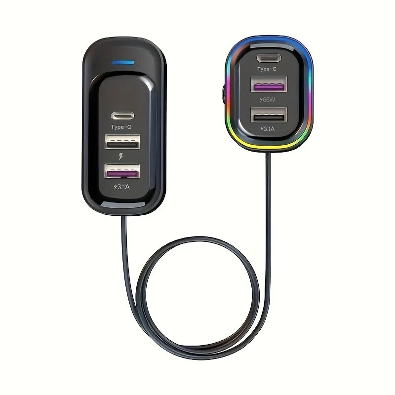 Car USB Charger Multi-Function 66W Super Fast Charging Car Rear Multi-Hole Wired Mobile Phone Charger Fast 6-port Car Charger — image 1