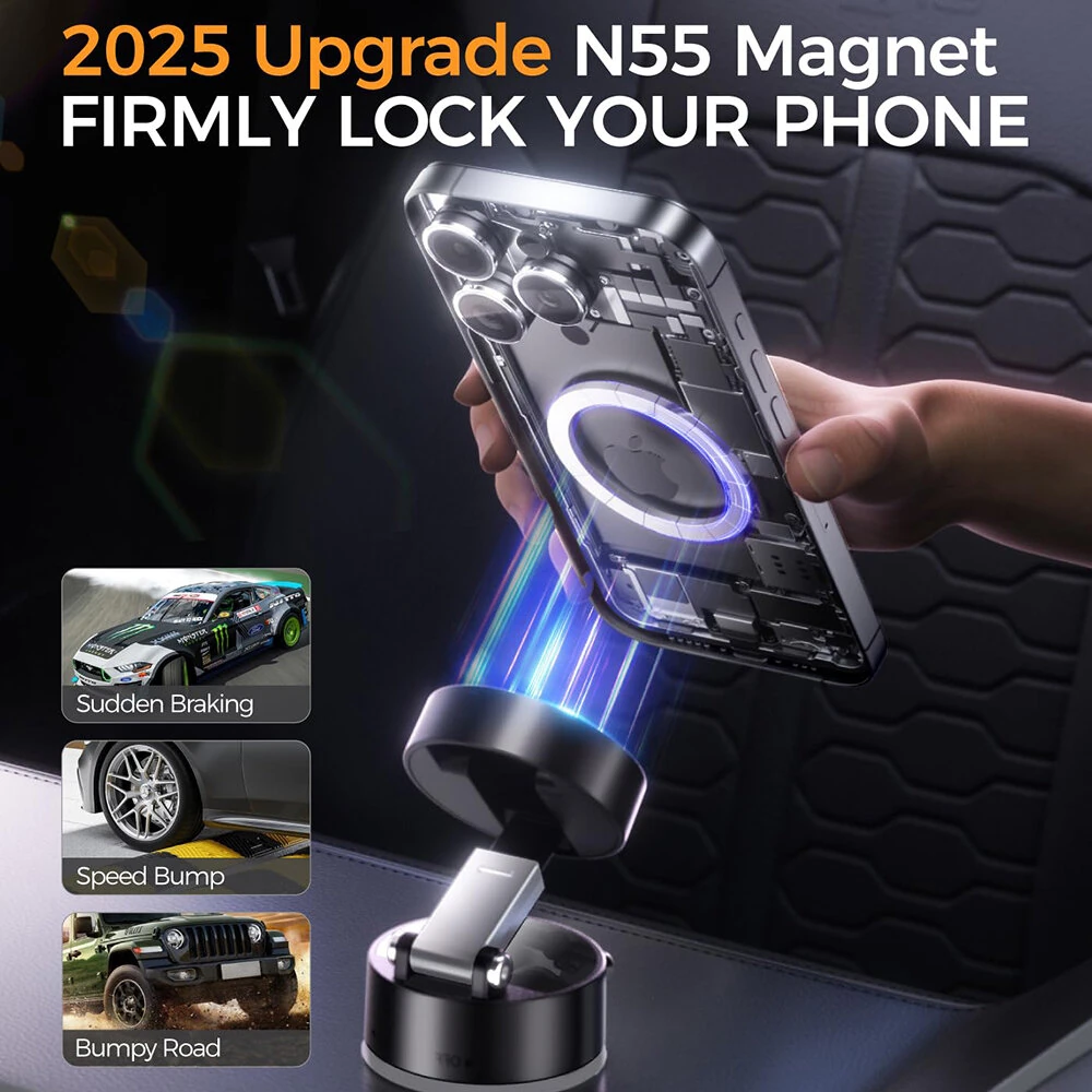 Car Vacuum Suction Phone Holder Double-Sided Suction Cup 360° Rotatable Multi-Angle Adjustable Ultra-Strong Vacuum Adsorption — view 2