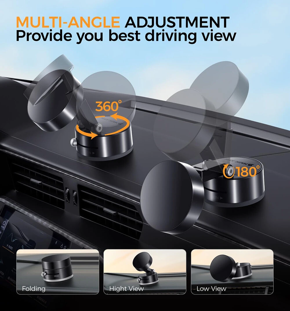 Car Vacuum Suction Phone Holder Double-Sided Suction Cup 360° Rotatable Multi-Angle Adjustable Ultra-Strong Vacuum Adsorption — view 3
