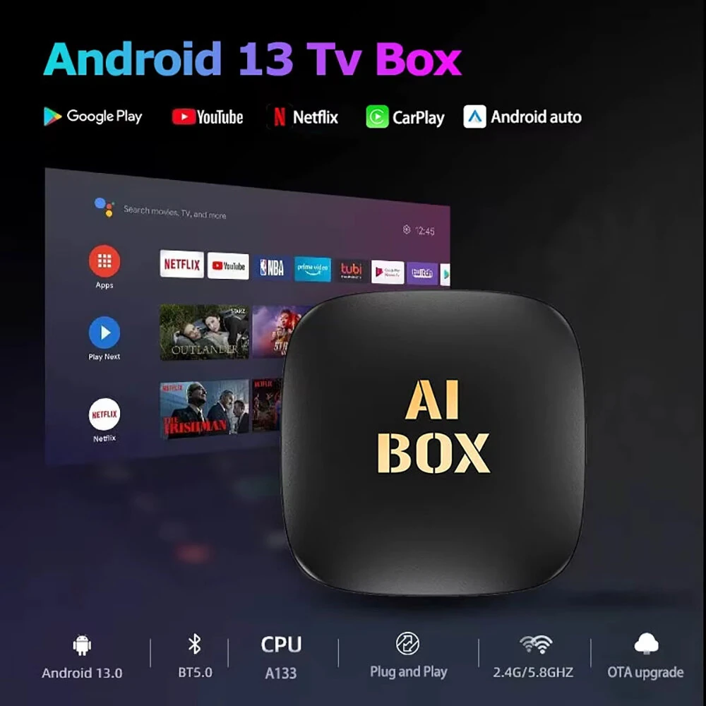 Car Video CarPlay Ai Box Android13 Wired with Wireless Carplay Converter CarPlay Android Auto Adapter Aibox Smart Carplay Box — view 4