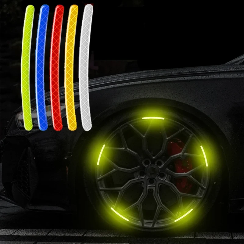 Car Wheel Hub Reflective Stripes Door Handle Safety Warning Sticker Car Warning Tape Automobile Sticker for Car Motorcycle Bike — image 1