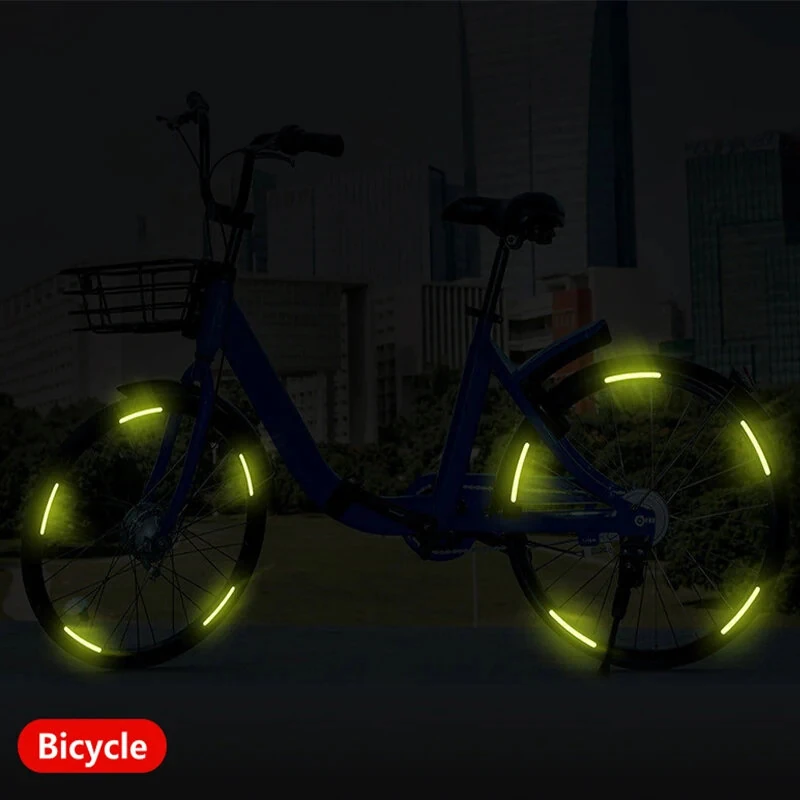 Car Wheel Hub Reflective Stripes Door Handle Safety Warning Sticker Car Warning Tape Automobile Sticker for Car Motorcycle Bike — view 2