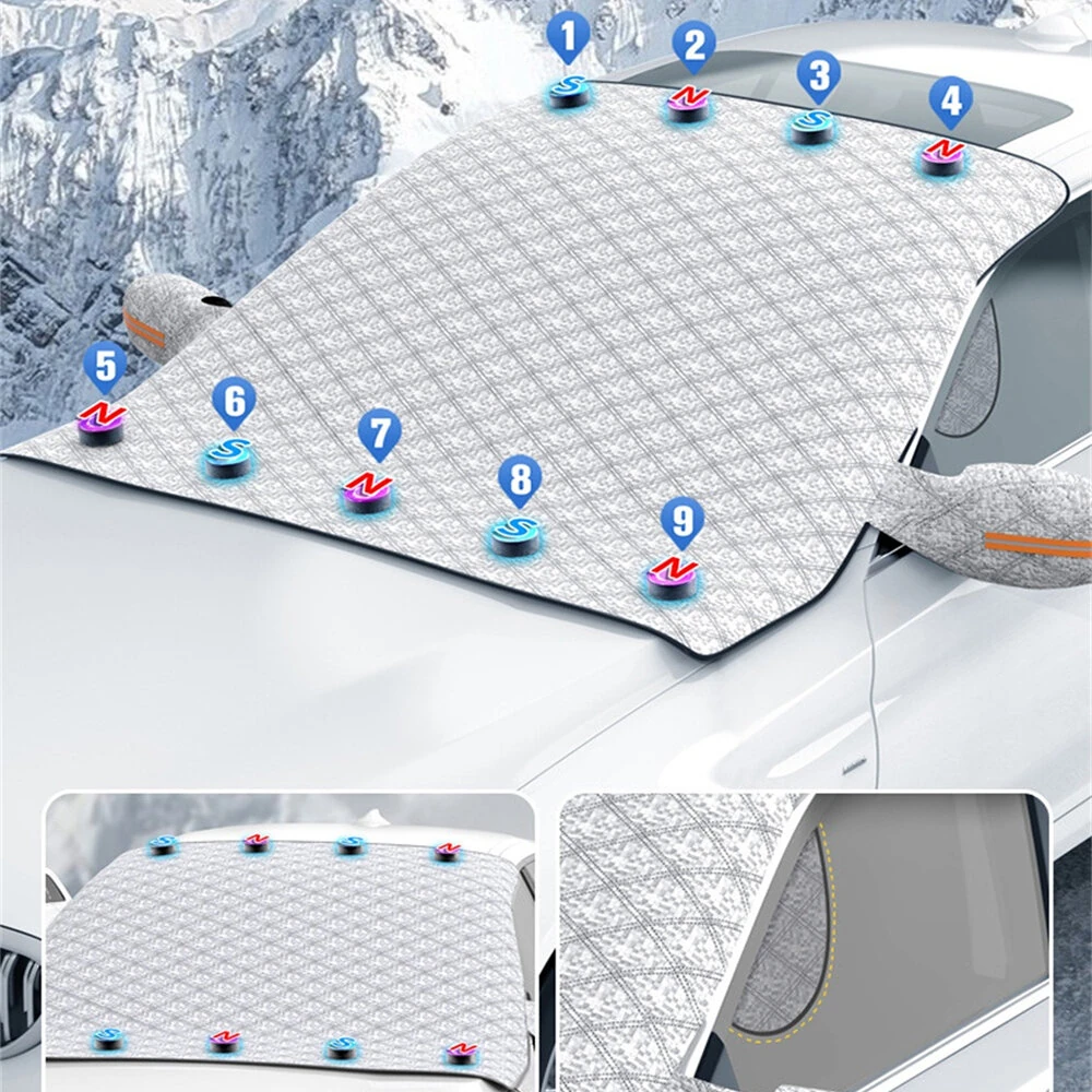Car Windshield Snow Cover Automobile Anti Freeze Windshield Covers Magnetic Front Window Sun Shade Thickened Protector — view 8