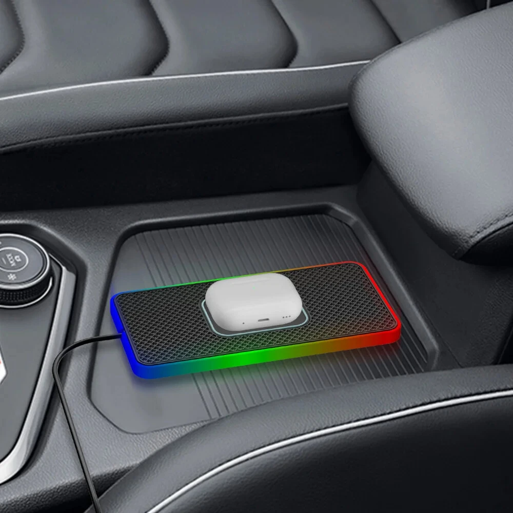 Car Wireless Charger with Atmosphere Lighting Wireless Phone Charger Fast Charging Station for 15 14 13 Pro Max — view 7