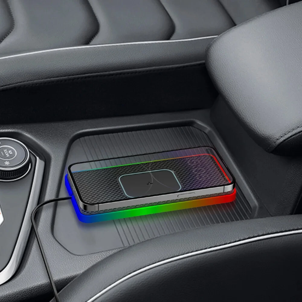 Car Wireless Charger with Atmosphere Lighting Wireless Phone Charger Fast Charging Station for 15 14 13 Pro Max — view 8