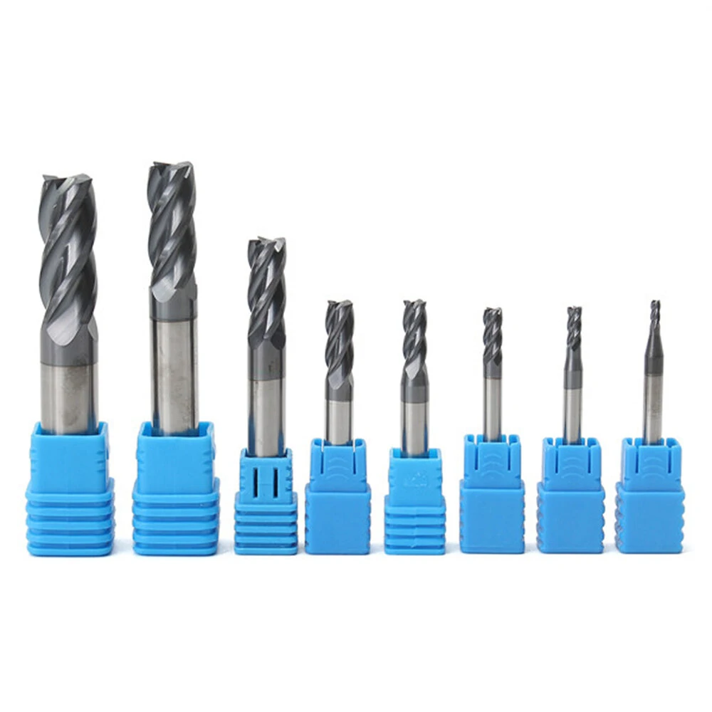Carbide End Mill Set Tungsten Steel 8PCS 2-12mm 4 Flutes CNC Milling Cutter High Wear Resistance High-Speed Cutting — view 5