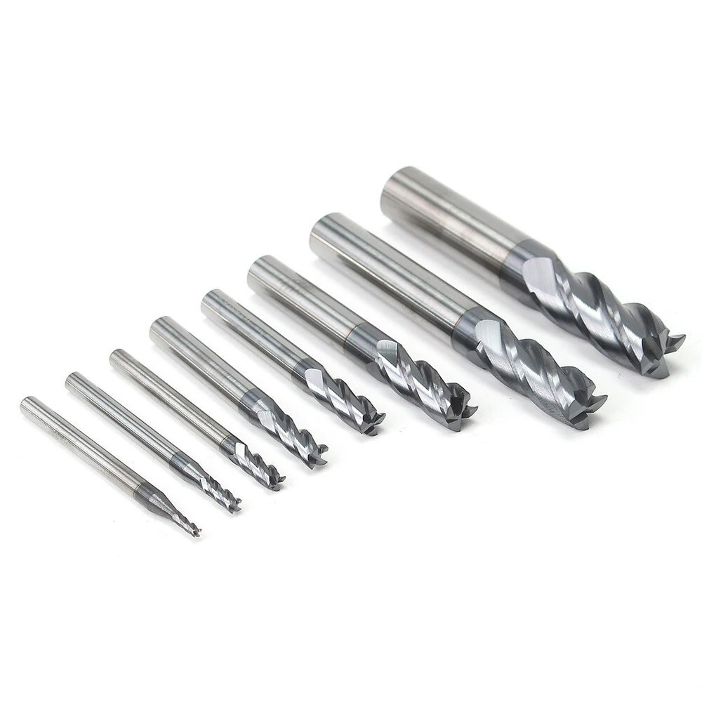 Carbide End Mill Set Tungsten Steel 8PCS 2-12mm 4 Flutes CNC Milling Cutter High Wear Resistance High-Speed Cutting — view 6