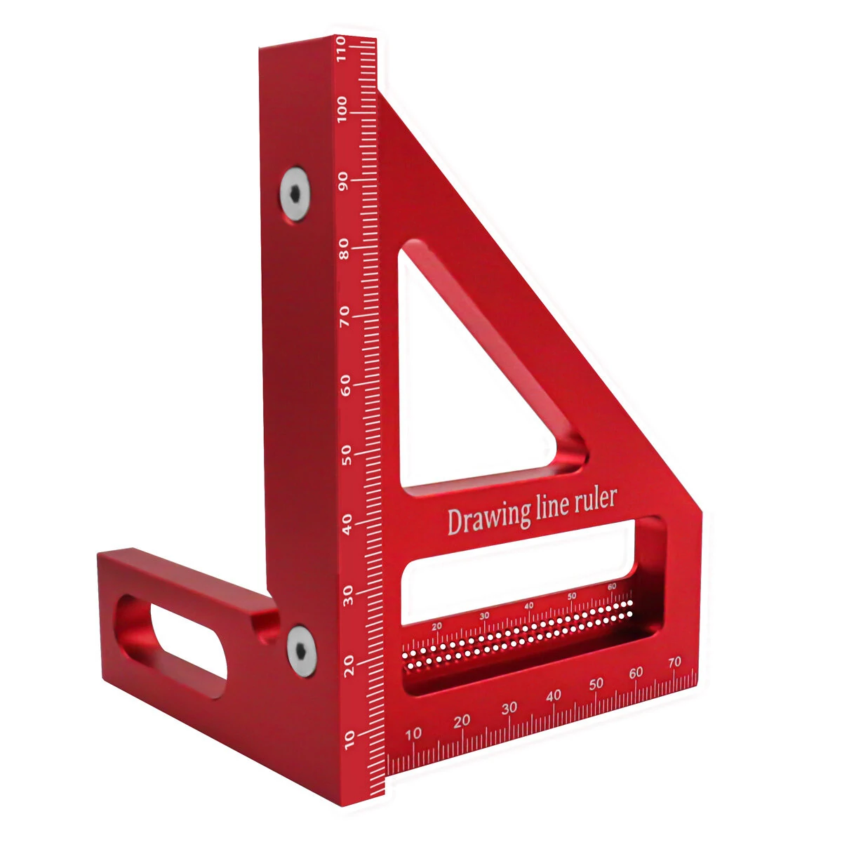 Carpenter Square Aluminum Miter Triangle Hole Ruler Woodworking Square Protractor 3D Multi Angle 45 90 Degree Layout Measuring Tool — view 5