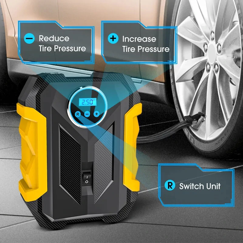 CARSUN Portable Air Compressor Digital Tire Inflation Pump with LED Light Tire Pump Compressor For Car Motorcycle — view 6